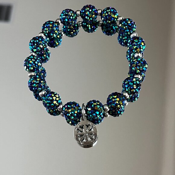 Rustic Cuff Metal Stainless Steel Shambala Beaded Stretch Bracelet multicolor - Picture 3 of 3